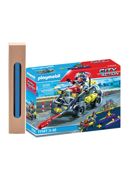 Easter Candle with Toy City Action Amphibious Special Forces Vehicle for Ages 5+ Playmobil
