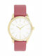 Oozoo Timepieces Γυναικείο Ρολόι 36mm Μπαταρίας με Ροζ Δερμάτινο Λουράκι