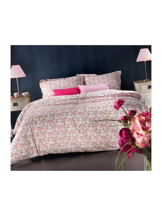 Nima Set Duvet Cover Cotton Satin 230x250cm Super King with 2 Pillowcases Emma Solange Pink