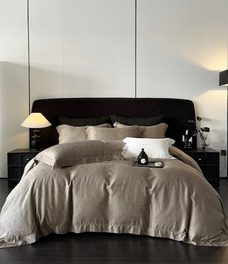 Σετ Παπλωματοθήκη Υπέρδιπλη 220x240cm 100% Lyocell Ζακάρ 2 Μαξιλαροθήκες & 1 Σεντόνι Καφέ Σετ Παπλωματοθήκη Υπέρδιπλη 220x240cm 100% Lyocell Ζακάρ 2 Μαξιλαροθήκες & 1 Σεντόνι Καφέ