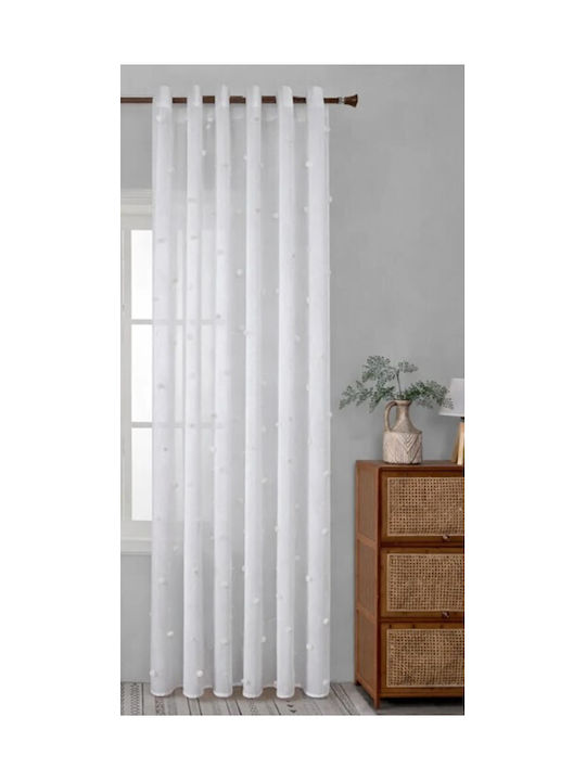 Galifas Κουρτίνα με Τρέσα Palline Soffici Λευκή 270x265εκ.