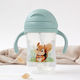 Kiokids Children's Cup with Handles and Straw Squirrel Silicone Green 300ml for 6m+
