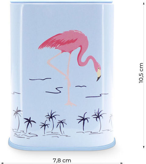 Pencilia Pușculiță Metalică Albastră Flamingo Palmieri 10,5×7,5cm
