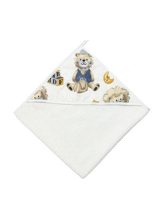 Bunny Bebe Baby Bath Towel Hooded Bear Ecru 75x...