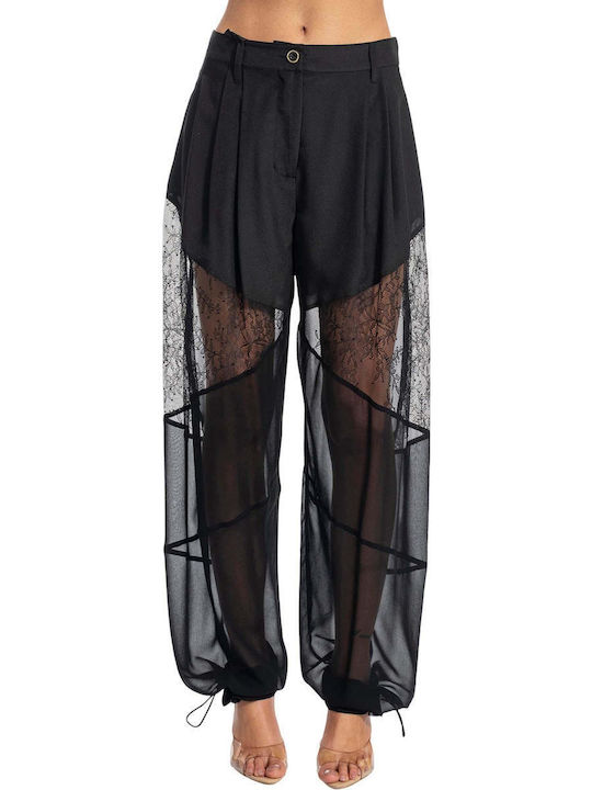 Pinko Pantalone Women's Crepe Trousers Black