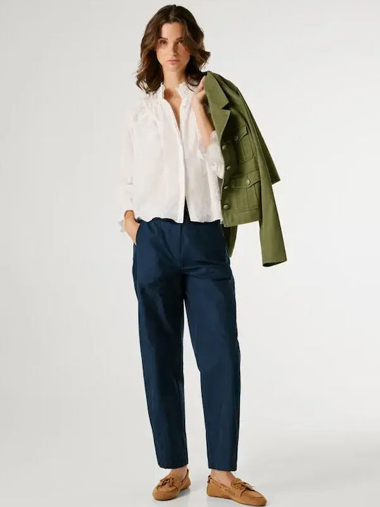 Women's Fabric Trousers in Straight Leg Navy
