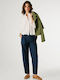 Women's Fabric Trousers in Straight Leg Navy
