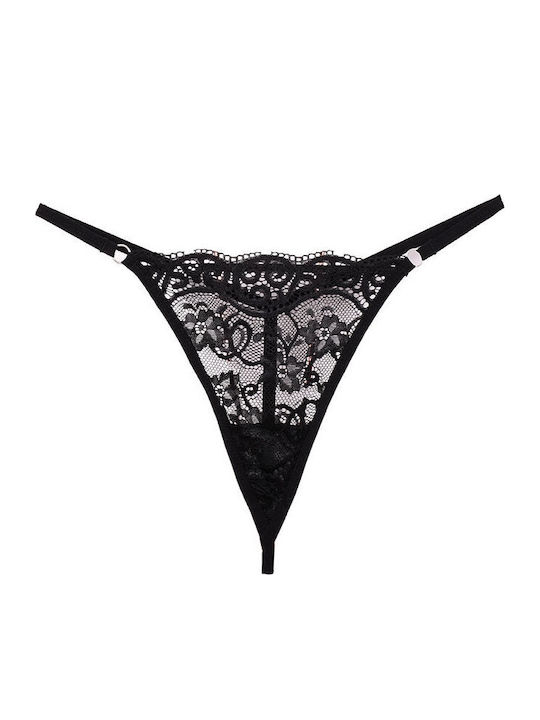 Women's String with Lace Black