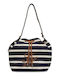 Stripe Fabric Women's Shoulder Bag Blue