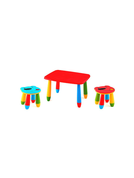 Kids Table Set with Chairs Made of Red Plastic Raki