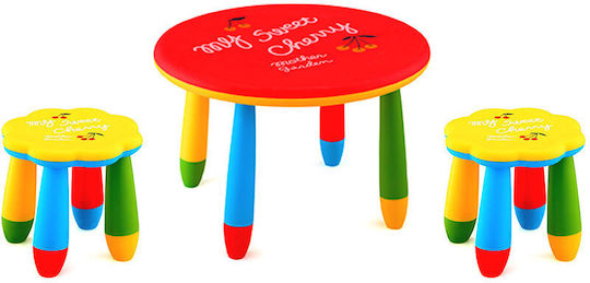 Kids Table Set with Chairs Made of Red Plastic Raki