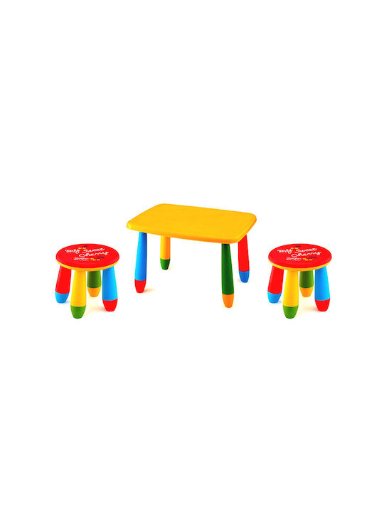 Kinder Tische Set mit Stühlen aus Kunststoff Gelb Raki