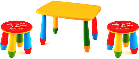 Kids Table Set with Chairs Made of Yellow Plastic Raki