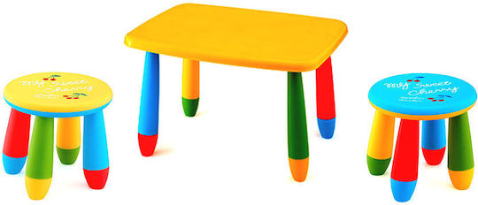 Kids Table Set with Chairs Made of Yellow Plastic Raki