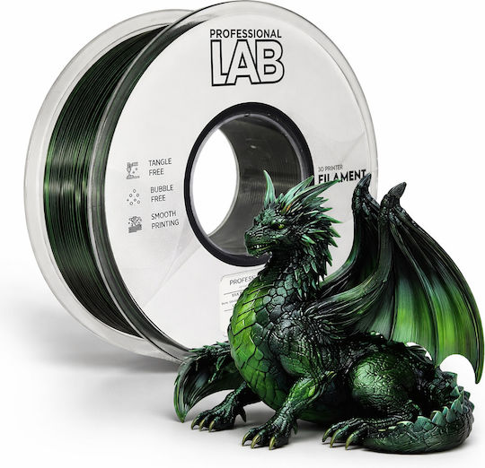 Filament Silk PLA Imprimantă 3D Profesional Lab 1 Kg 1.75 Mm Dublu Culoare Verde Negru