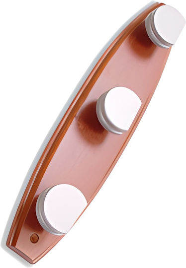 Brinox Wooden Wall Hanger 3 Hooks Brown