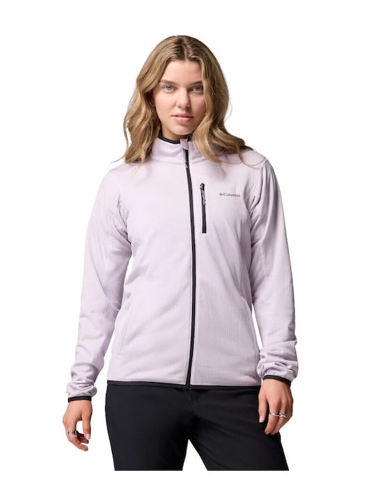 Full Fleece Women's Jacket with Zipper in Purple Colour