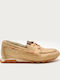 Leather Women's Moccasins in Gold Colour