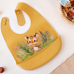Kiokids Waterproof Silicone Bib with Pocket Yellow for 4 m+