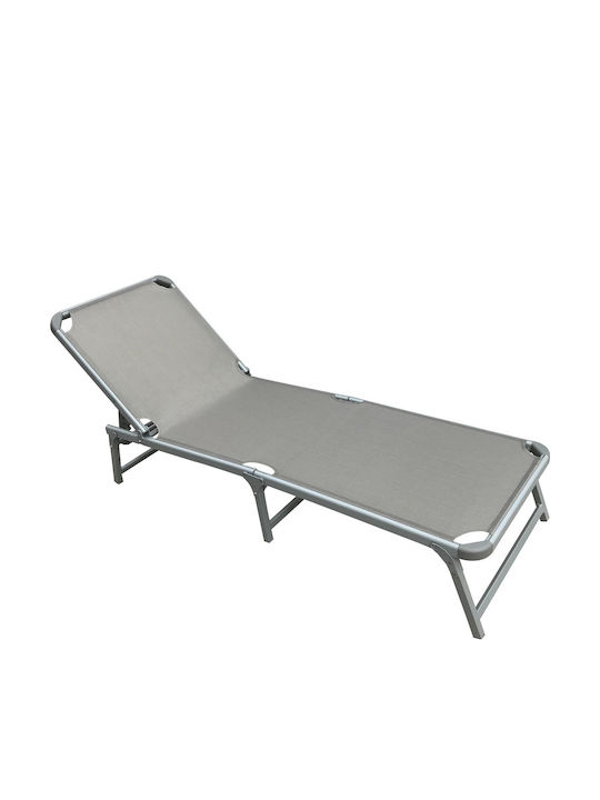 Șezlong Plastic Pinki Cu Țesătură Textilene Gri 188x56cm