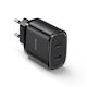 Yesido Charger with 2 USB-C Ports and USB-C - Lightning Cable 20W Power Delivery Black (YC54)