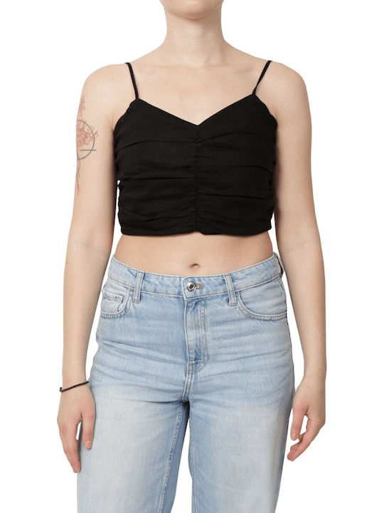 Funky Buddha Women's Summer Crop Linen Top with...