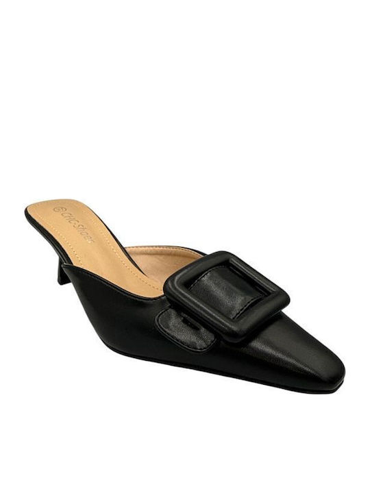 Elenross Mules με Τακούνι σε Μαύρο Χρώμα
