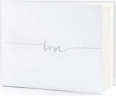 White Wedding Wish Book Love Silver Letters