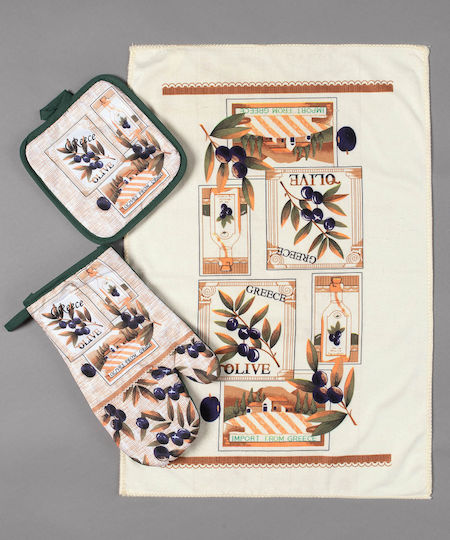 Silk Fashion Olive2 Tea Towel 3 Pieces