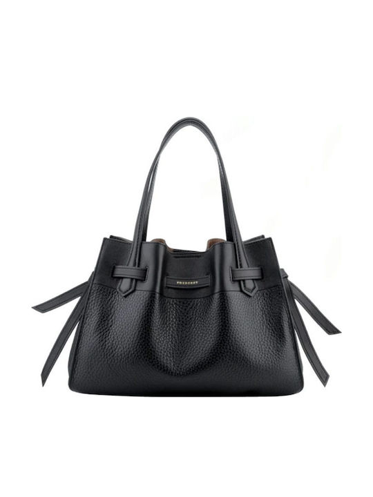 Leder Damen Handtasche Schulter Schwarz