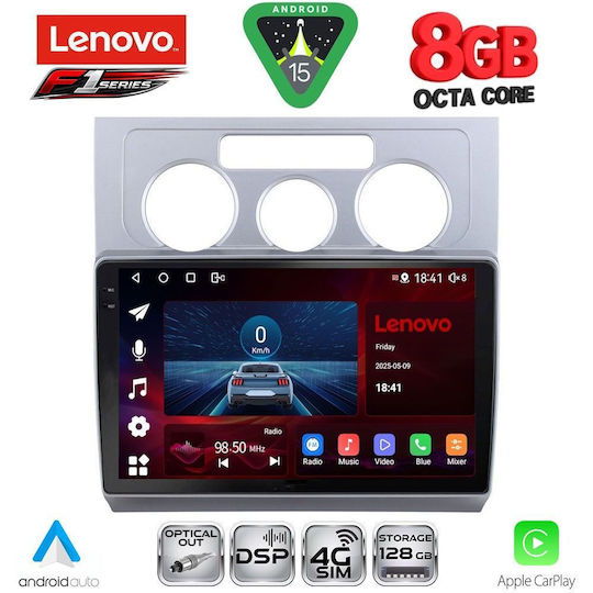 Lenovo Ηχοσύστημα Αυτοκινήτου για Volkswagen Touran 2003-2010 με A/C (Bluetooth/USB/WiFi/GPS/Apple-Carplay/Android-Auto) με Οθόνη Αφής 10"
