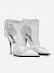 Leather Women's Ankle Boots Silver