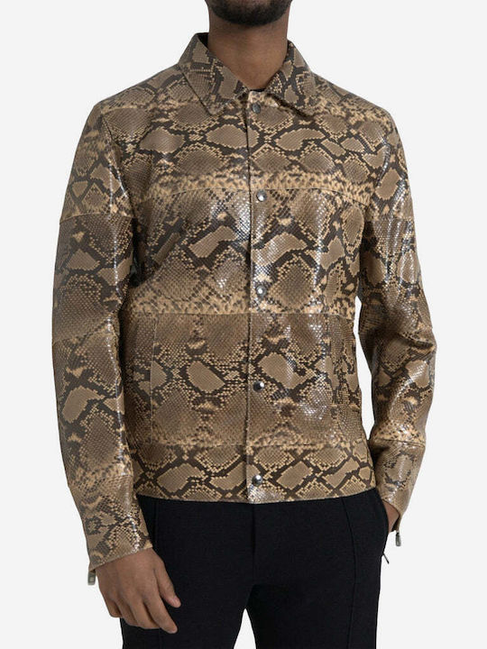 Dolce & Gabbana Байкър Кожено Мъжко Яке Бежово