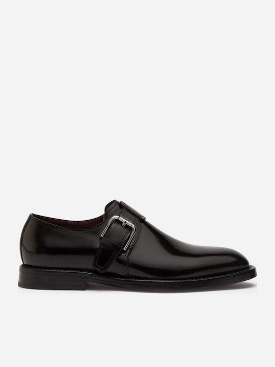 Dolce & Gabbana Кожени Мъжки Monk Скарпини Черни