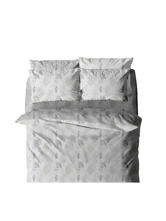 White Fabric Einzelbettbezug 170x250 Velor Grau