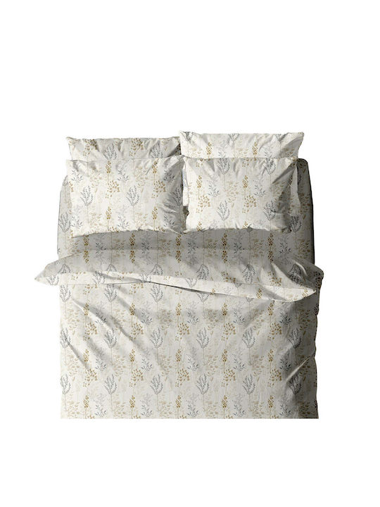 White Fabric Einzelbettbezug 170x250 Velor Beiges