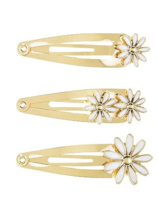 Daisy Set Kids Hair Clips with Flower Hair Clip in Gold Color 3 Pieces