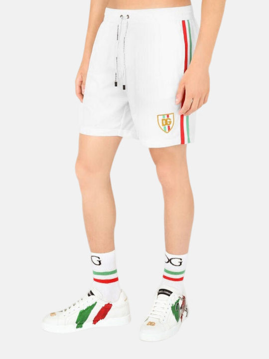 Dolce & Gabbana Мъжки Бански Плувни Шорти Бели На Райета