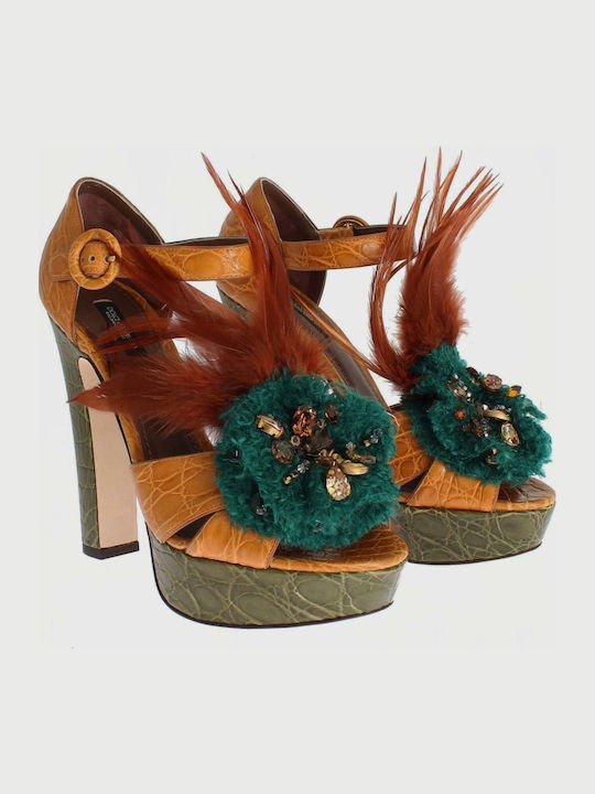Dolce & Gabbana Δερμάτινα Πέδιλα Πράσινα