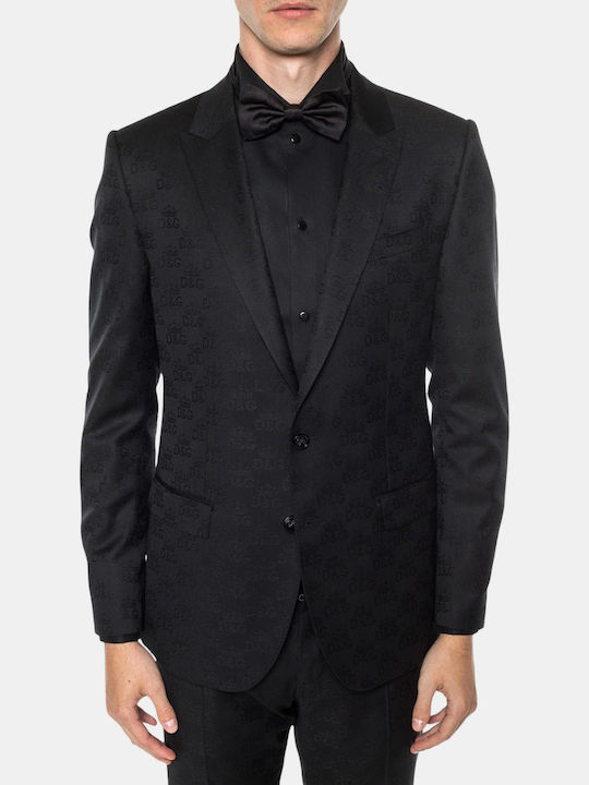 Dolce & Gabbana Χειμερινό Ανδρικό Σακάκι με Στενή Εφαρμογή Μαύρο