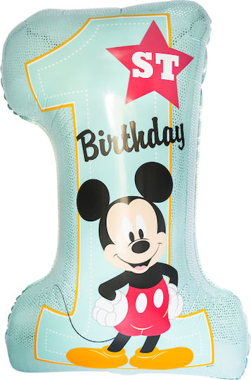 Balloon Number 1 Mickey Jumbo Light Blue 28″ 71cm