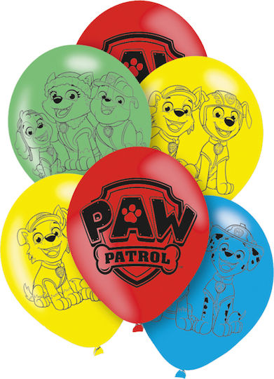 Set 6 Paw Patrol Yellow Latex Balloons