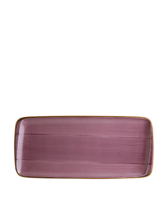 Bonna Platou De Servire Negru Rectangular Din Porțelan Violet 34x16cm