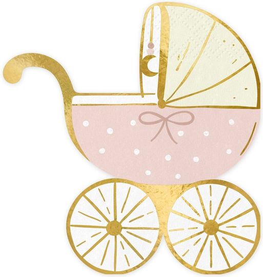 Pink Baby Stroller Party Napkins 20 Pieces