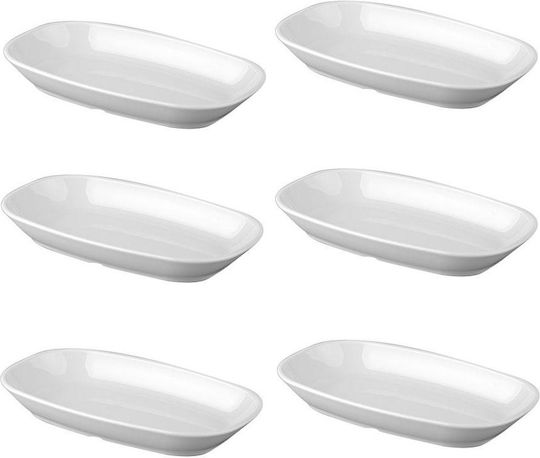 Raki Oval Serving Platter Made of White Porcelain 34x19.7cm 6 Pieces