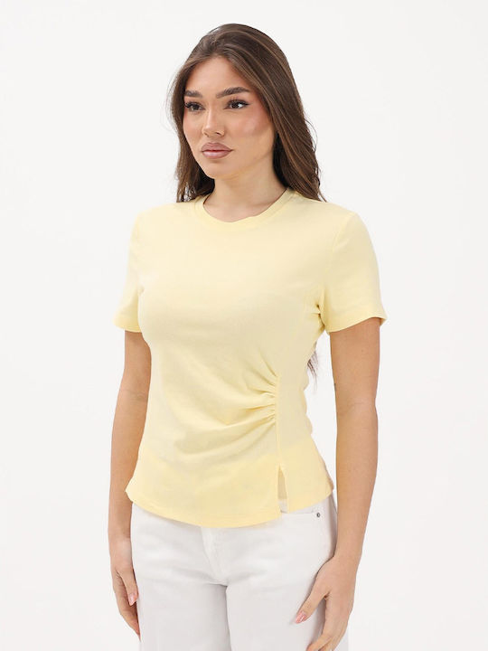 Jdy Women's Cotton Short Sleeve Blouse Yellow
