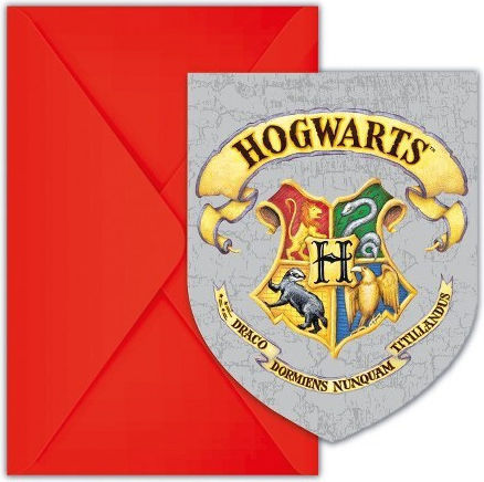 Invitații Petrecere Harry Potter Casele Hogwarts 6 Bucăți