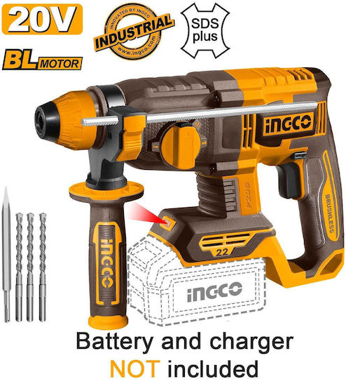 Ingco Rotary Hammer Drill Battery Brushless 20V Solo with SDS Plus Socket CRHLI21228