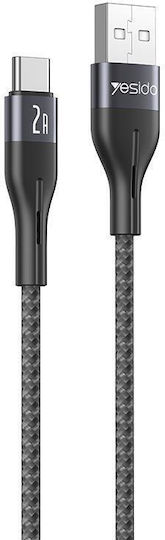 Yesido Braided USB 2.0 Cable USB-C Male - USB-A 18W Black 1m