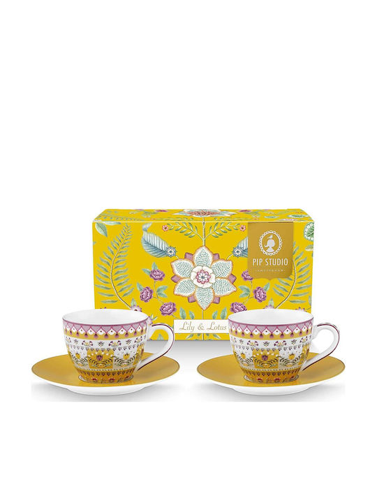 PiP Studio Lily Lotus Set Coffee Cups Porcelain Brown 2 Pieces